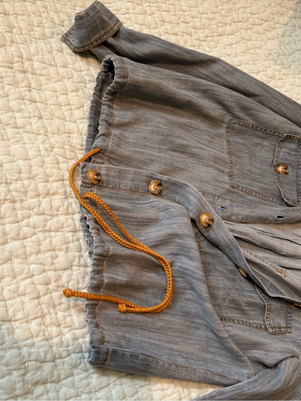 ivy jane blue Denim Jean Jacket with Gold Drawstring